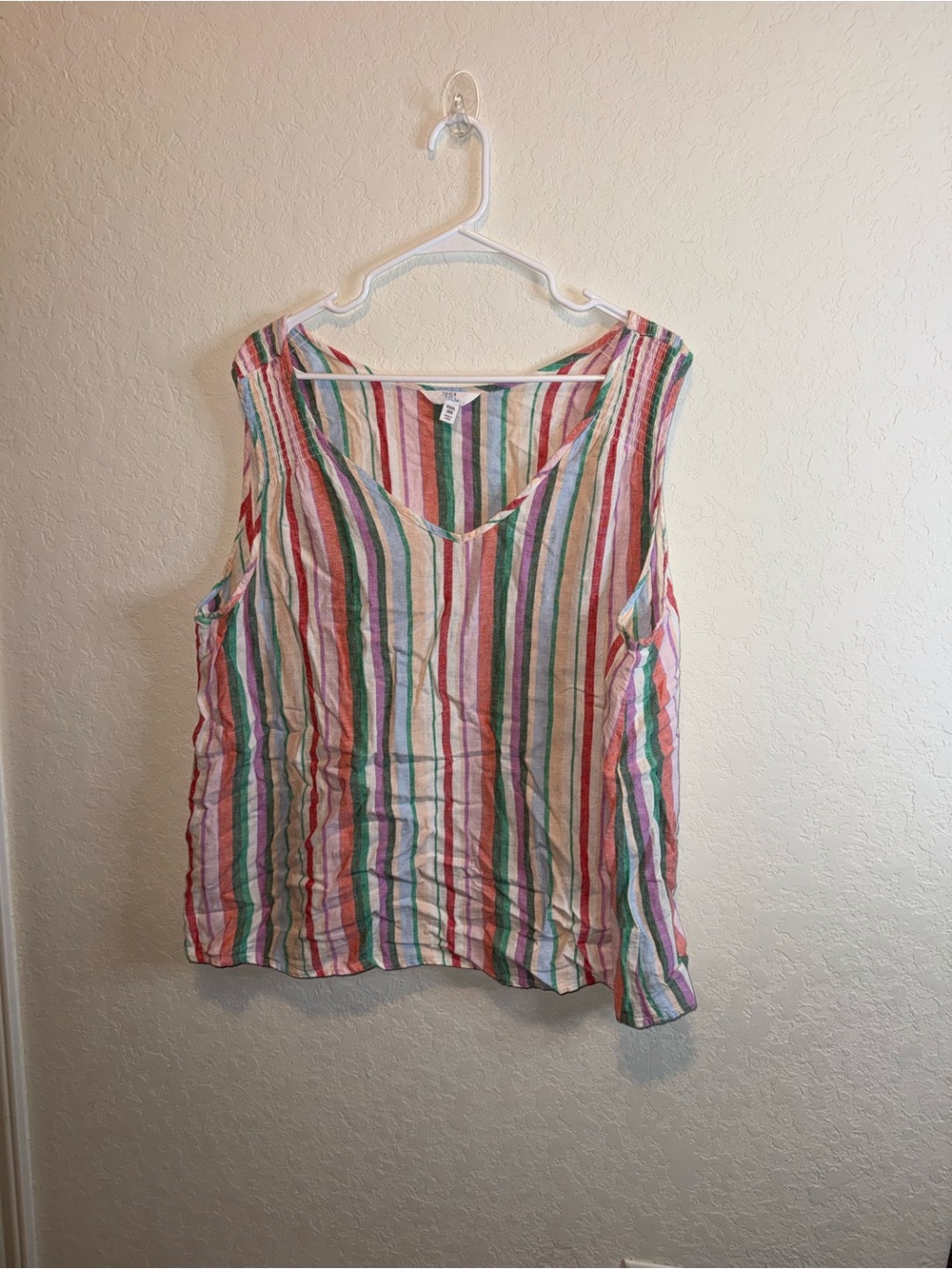 Women’s Time & Tru Plus Size Striped V-neck Sleeveless Tank Top